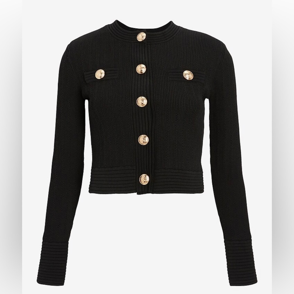 Express Novelty Button Ripped Cardigan